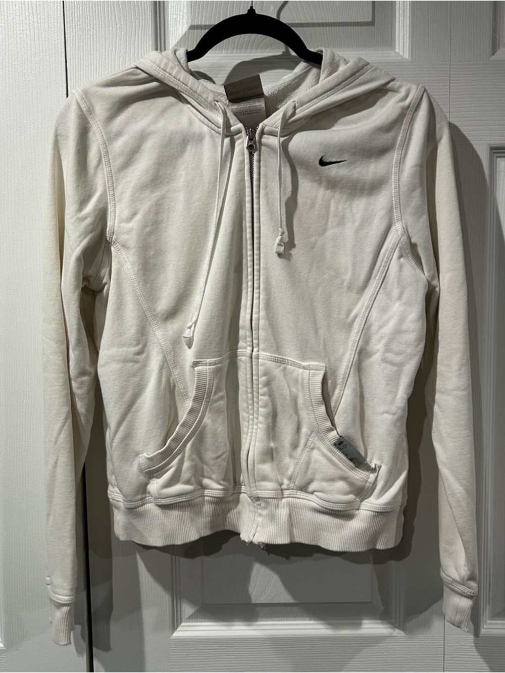 Nike White Zip-Up Hoodie with Swoosh Y2K